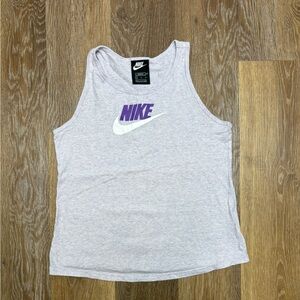 Nike girls  Light Gray Tank Top with Purple Logo